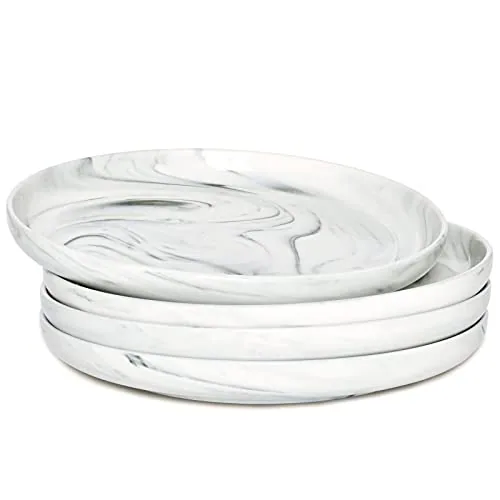 Marbled Dinner Plates, 10 in, Set of 4, Grey