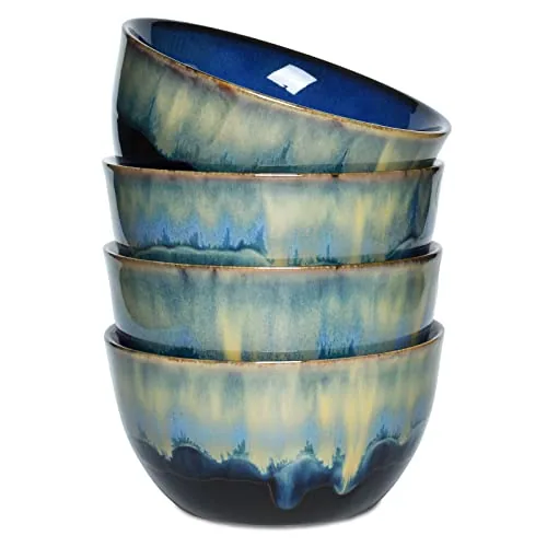 Reactive Soup Bowls, 26 oz, Set of 4, Deep Blue