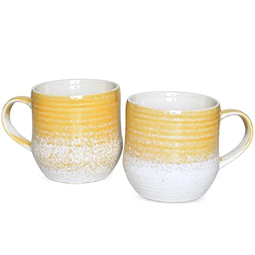 Coffee Mugs, 17 oz, Set of 2, Yellow