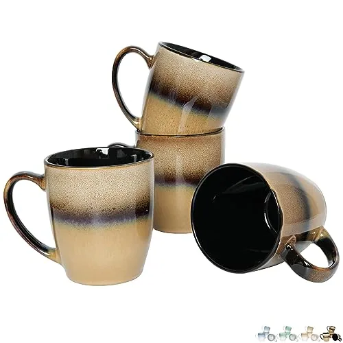 Reactive Big-Handle Mugs, 17 oz, Set of 4, Walnut