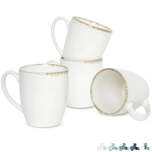 Reactive Big-Handle Mugs, 17 oz, Set of 4, White