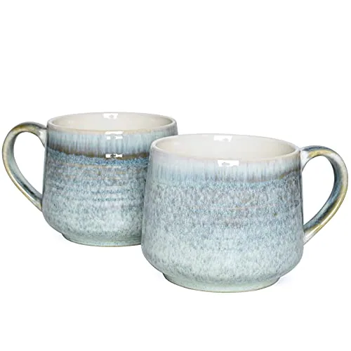 Wide Latte Mugs, 18 oz, Set of 2, Willow Green