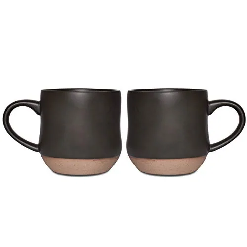 Speckled Coffee Mugs, 17 oz, Set of 2, Black
