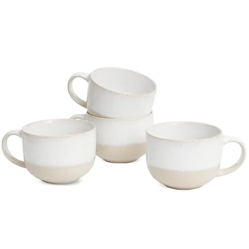 Reactive Big-Handle Mugs, 16 oz, Set of 4, White