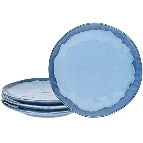 Geometric Dinner Plates, 10.5 in, Set of 4, Blue