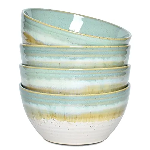 Reactive Soup Bowls, 26 oz, Set of 4, Green