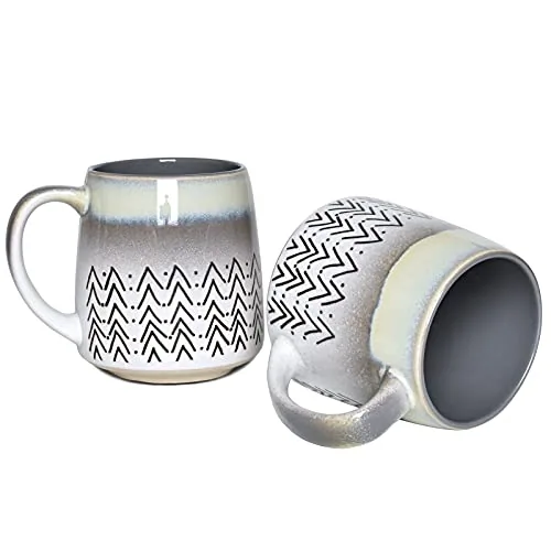 Coffee Mugs, 16 oz, Set of 2, Grey