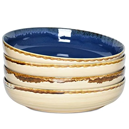 Reactive Pasta Bowls, 40 oz, Set of 4, Prussian Blue