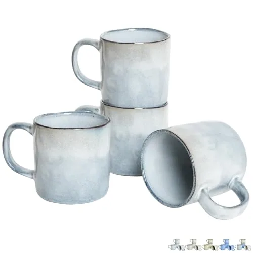 Reactive Big-Handle Mugs, 14 oz, Set of 4, Light Blue