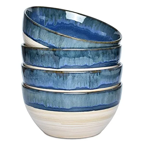 Reactive Soup Bowls, 26 oz, Set of 4, Deep Blue